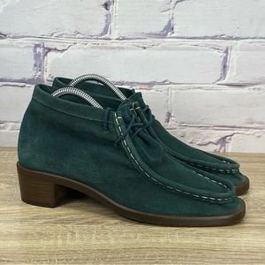 Bird of Flight Green Suede Lace-Up Ankle Boots